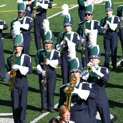 Saxophone players performing at the Harrison Marching Band Festival